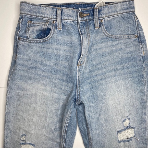 Old Navy Girls Slouchy Straight High Rise Distressed Light Wash Jeans Sz 12 - Picture 3 of 7